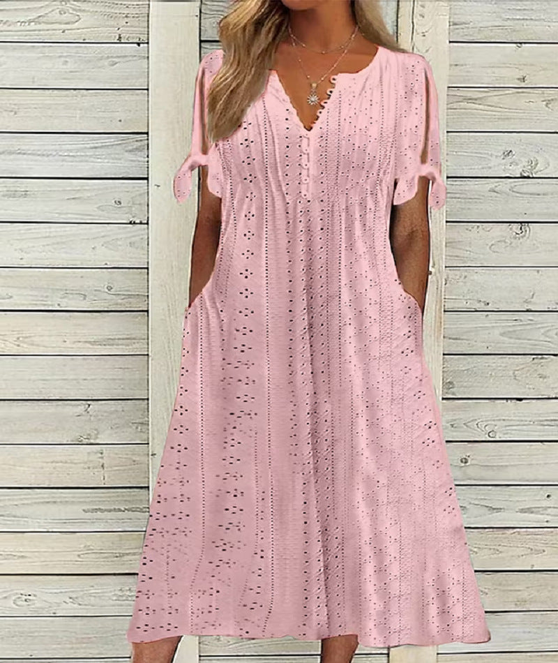 🏖️【S-3XL】Rochie midi elegantă din dantelă plisată