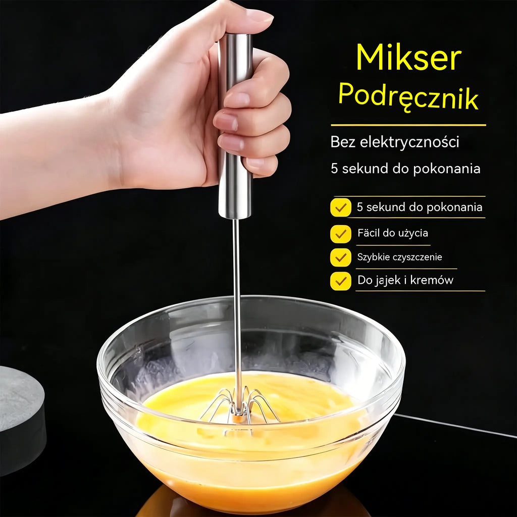 🥚 Kup 1 + 1 GRATIS! Stalowa trzepaczka półautomatyczna – szybkie mieszanie, mniej wysiłku, bez baterii