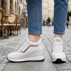 👠Damskie trampki na platformie z ukrytym klinem – skórzane buty codzienne w stylu koreańskim – gruba podeszwa, wygodne buty sportowe