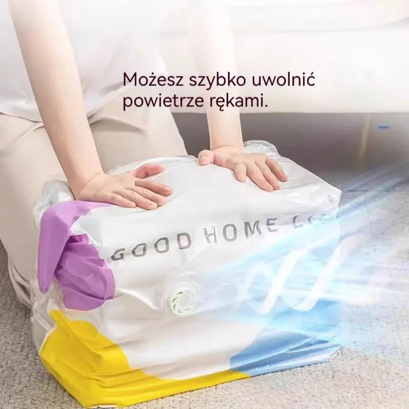 🧳【Zestaw 5 sztuk】💨 Duży, kompresyjny worek próżniowy: Nie wymaga pompki, jest szczelny i idealny do oszczędzania miejsca w walizkach oraz w domu