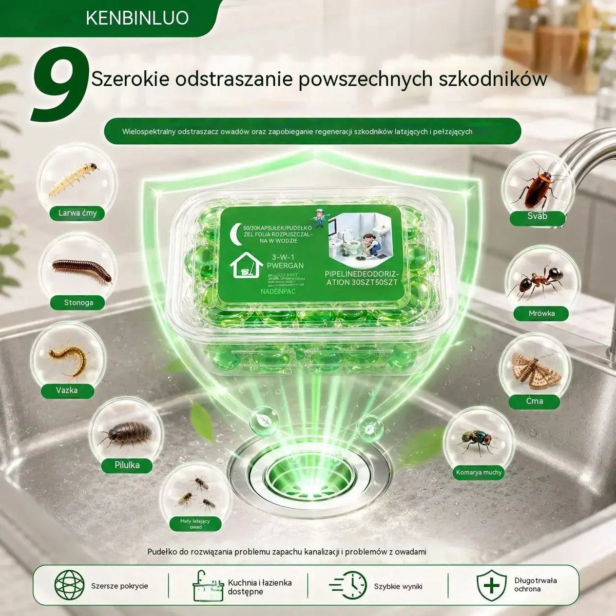 Kup jeden, a drugi dostaniesz gratis! 2 opakowania (100 tabletek) 99 zł. Rozpuszczalne w wodzie kapsułki do usuwania nieprzyjemnych zapachów z odpływów