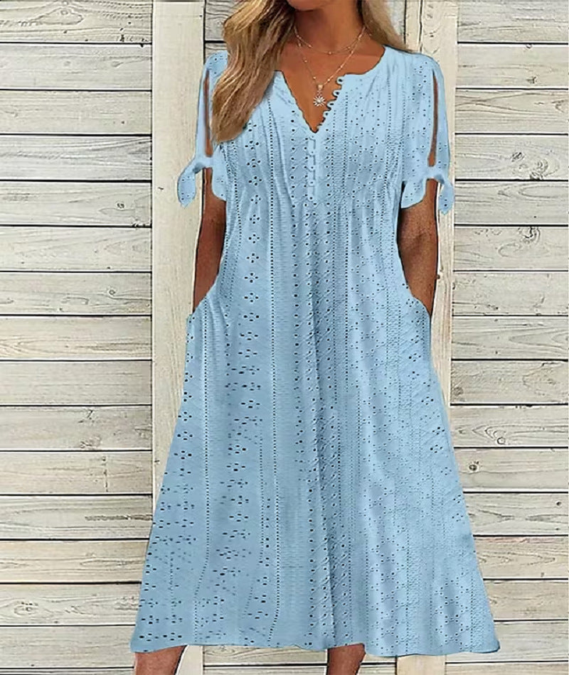 🏖️【S-3XL】Rochie midi elegantă din dantelă plisată