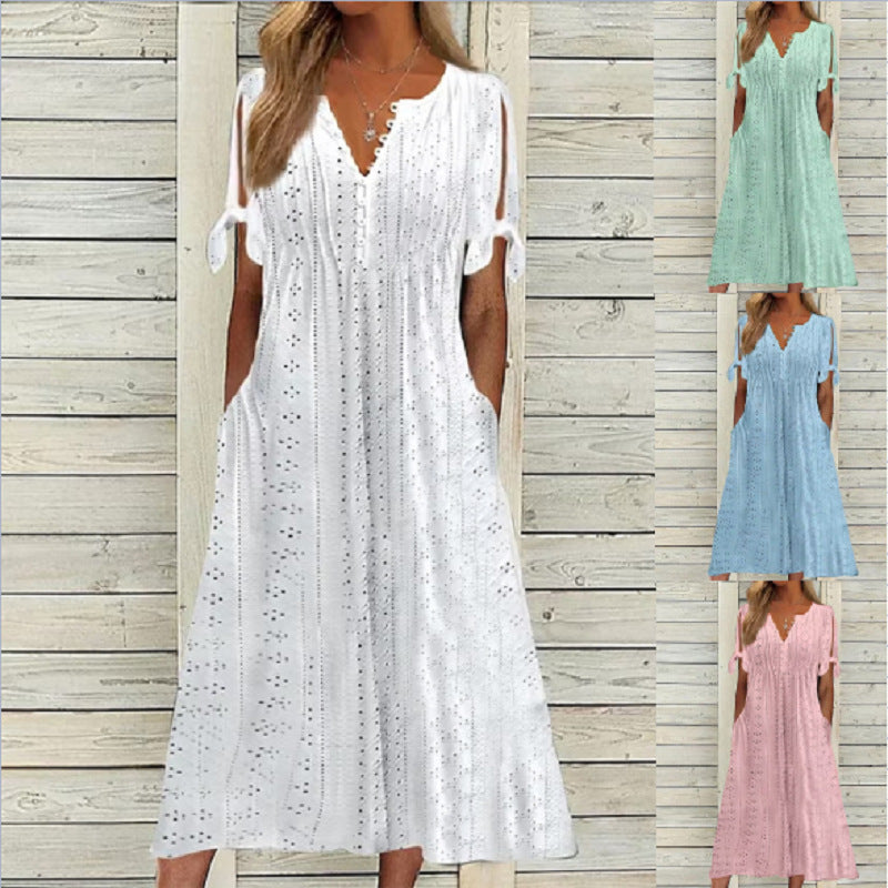 🏖️【S-3XL】Rochie midi elegantă din dantelă plisată