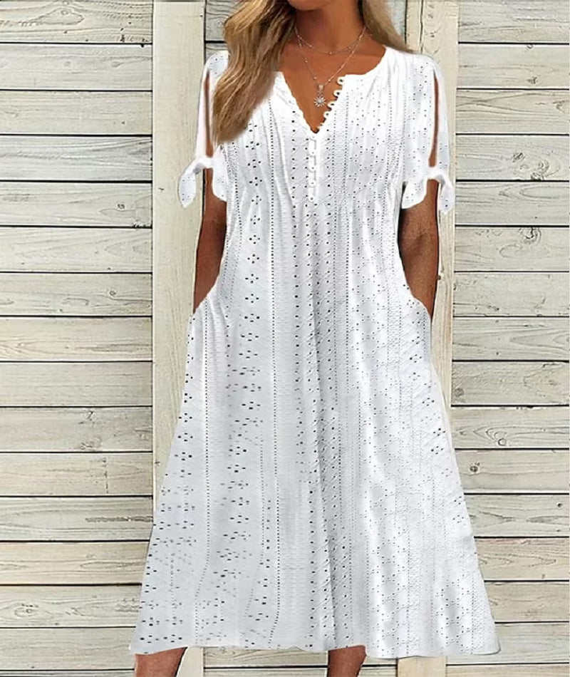🏖️【S-3XL】Rochie midi elegantă din dantelă plisată