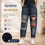 Damskie jeansy retro o luźnym kroju z aplikacją i elastycznym pasem – jeansy haremowe w niepowtarzalnym stylu (rozmiary S-5XL, 2 kolory)