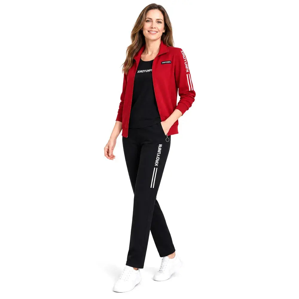 【M–6XL】🌸 Elegancja i pełen komfort! Stylowy 3-częściowy damski komplet sportowy (kurtka na zamek + koszulka + spodnie) ✨