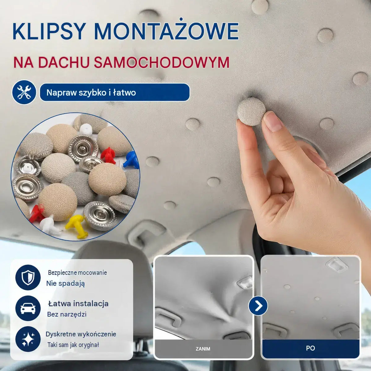 【30 sztuk】Klamry do demontażu płóciennych pokryć dachowych (w zestawie zestaw narzędzi montażowych)