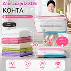 🧳【Zestaw 5 sztuk】💨 Duży, kompresyjny worek próżniowy: Nie wymaga pompki, jest szczelny i idealny do oszczędzania miejsca w walizkach oraz w domu