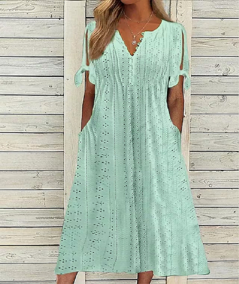 🏖️【S-3XL】Rochie midi elegantă din dantelă plisată