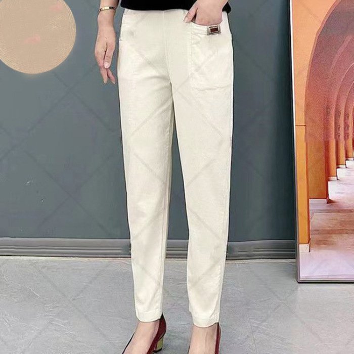 🍃 Pantaloni damă de vară, talie înaltă, elastici și respirabili