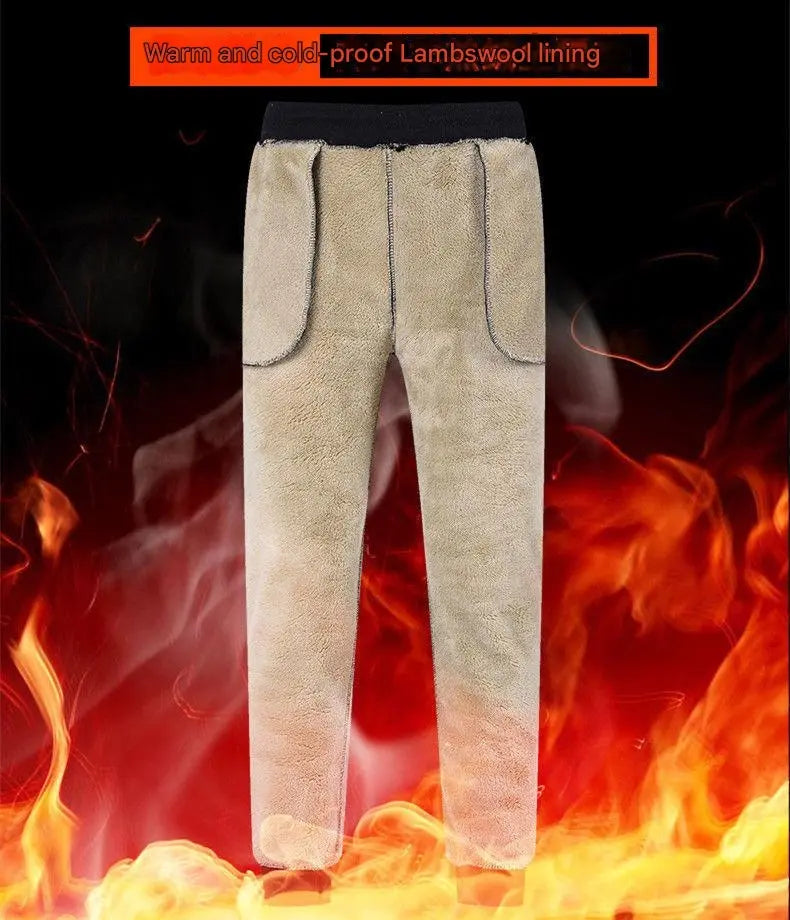 👖【M-5XL】Moda zimowa męska zagęszczone ciepłe sportowe spodnie na co dzień z wełny jagnięcej
