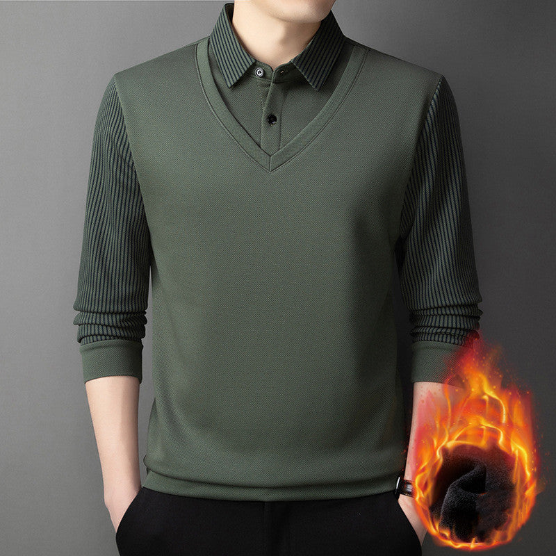 【M-4XL】Męski dwuczęściowy sweter ze sztucznej szenili z aksamitem i pogrubieniem zapewniającym ciepło
