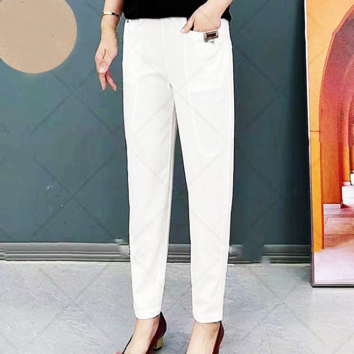 🍃 Pantaloni damă de vară, talie înaltă, elastici și respirabili