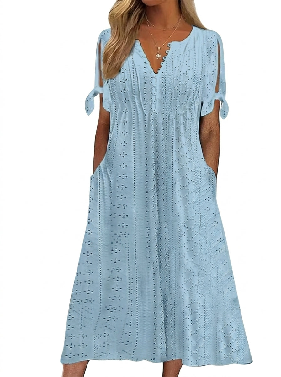 🏖️【S-3XL】Rochie midi elegantă din dantelă plisată