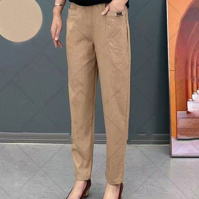 🍃 Pantaloni damă de vară, talie înaltă, elastici și respirabili