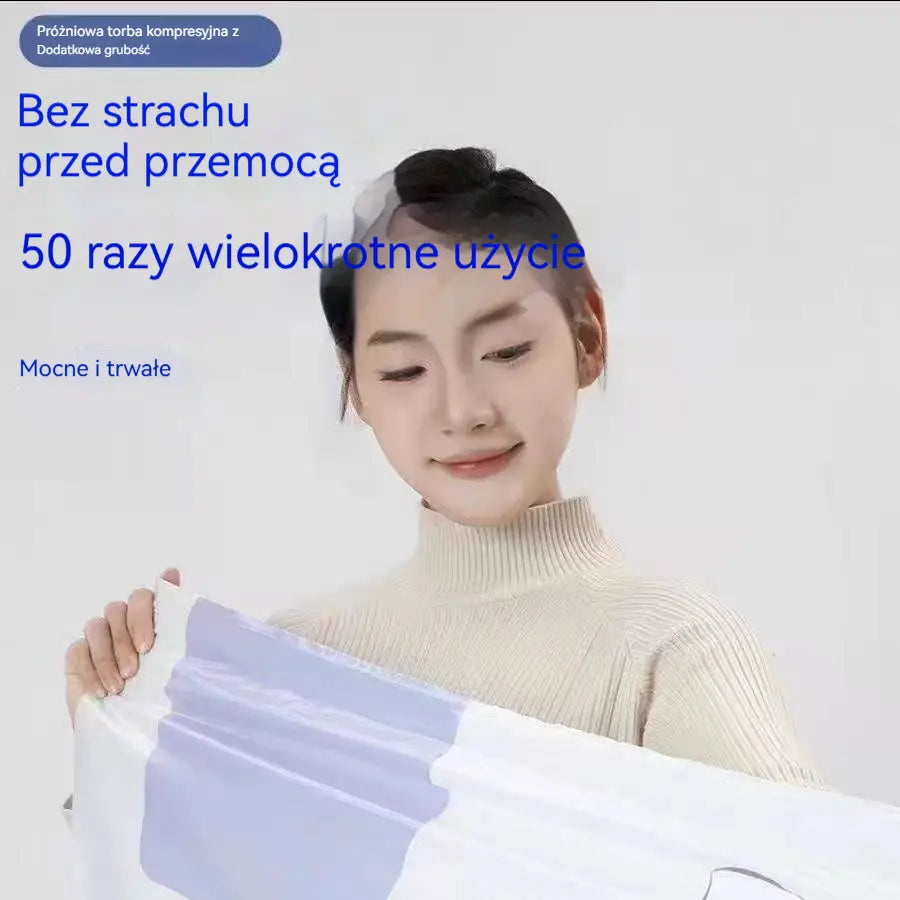 🧳【Zestaw 5 sztuk】💨 Duży, kompresyjny worek próżniowy: Nie wymaga pompki, jest szczelny i idealny do oszczędzania miejsca w walizkach oraz w domu