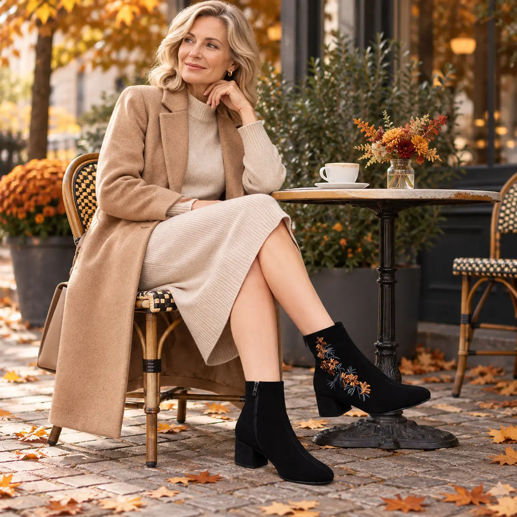 👢【35-40】Nowe zamszowe botki na sezon jesień-zima – stylowe damskie botki na słupku.