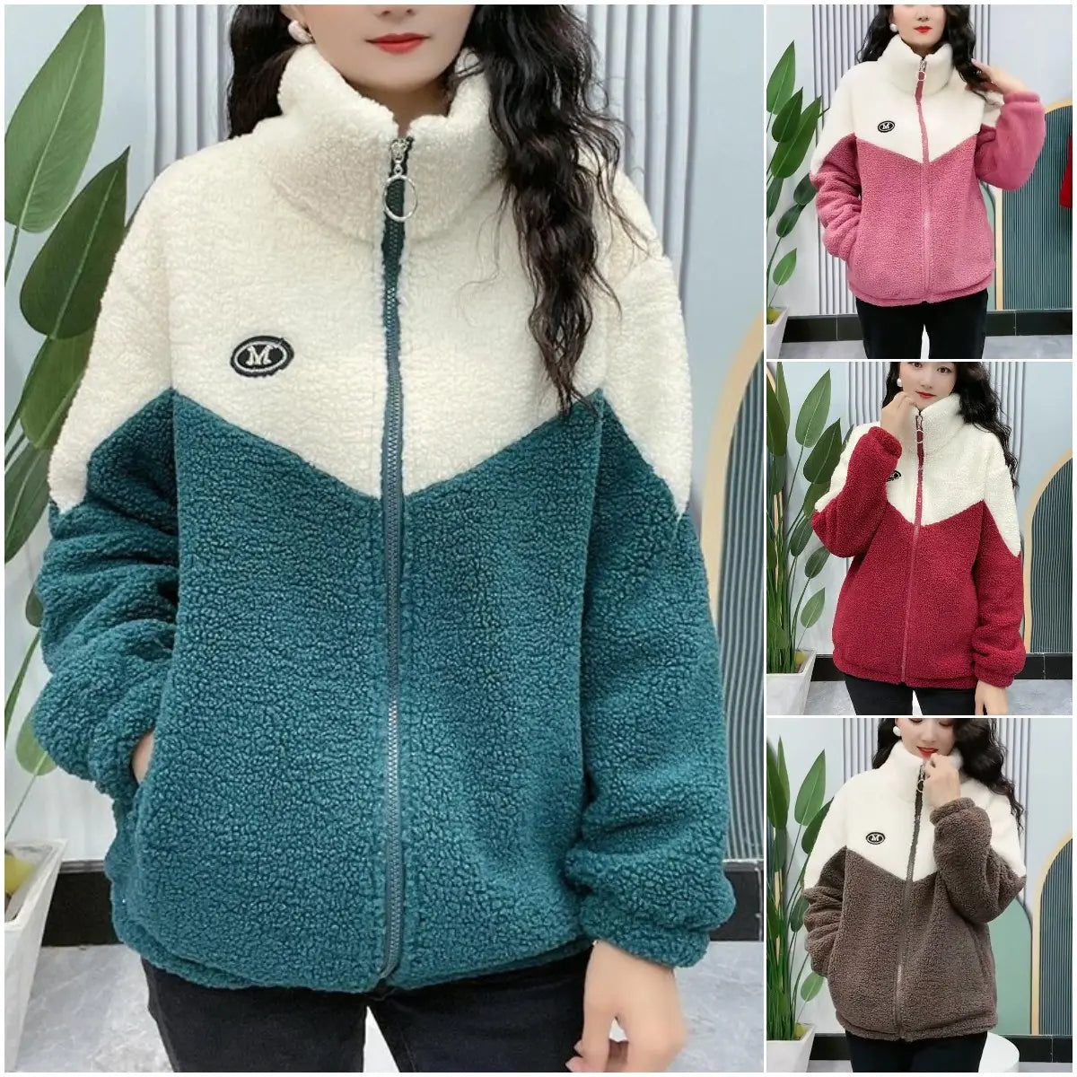 🔥🐏【M-4XL】Zimowa kurtka polarowa, kurtka bawełniana, wzmocniona kurtka bawełniana z wełny jagnięcej, ciepła kurtka