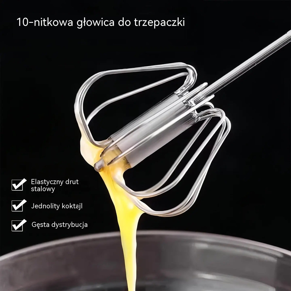 🥚 Kup 1 + 1 GRATIS! Stalowa trzepaczka półautomatyczna – szybkie mieszanie, mniej wysiłku, bez baterii