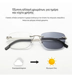 👓 Inteligentne okulary do czytania dla osób w średnim i starszym wieku — powiększanie, multifokalne soczewki, fotochromatyka i ochrona przed niebieskim światłem.
