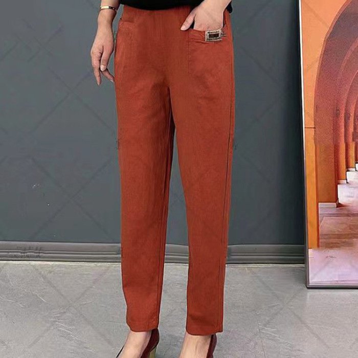 🍃 Pantaloni damă de vară, talie înaltă, elastici și respirabili