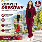 【M–6XL】🌸 Elegancja i pełen komfort! Stylowy 3-częściowy damski komplet sportowy (kurtka na zamek + koszulka + spodnie) ✨