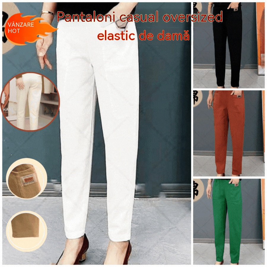 🍃 Pantaloni damă de vară, talie înaltă, elastici și respirabili