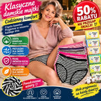 💥【Zestaw 12 sztuk】Nowa bielizna z czystej bawełny – w paski i z wysokim stanem – dla kobiet w średnim i starszym wieku.