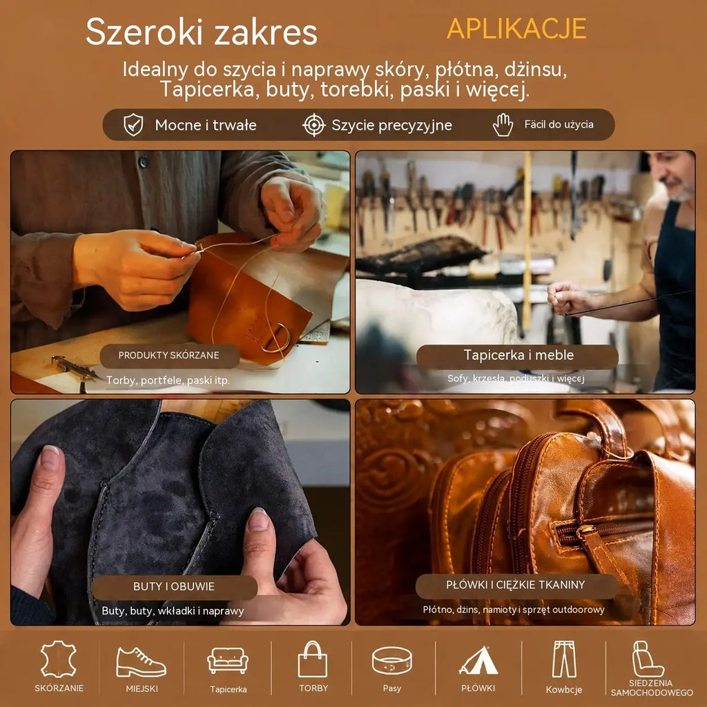🧵【Kup 1, otrzymaj 1 gratis】👞 Zestaw 5 w 1 z wymiennymi igłami do szycia – Profesjonalny zestaw do naprawy obuwia i rękodzieła skórzanego