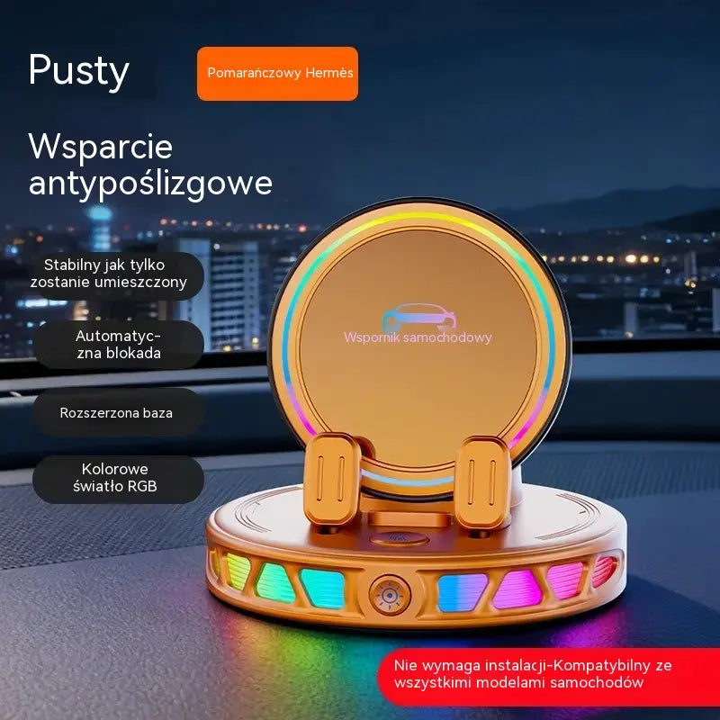 📱 Uchwyt samochodowy RGB z automatycznym zaciskiem i ładowaniem bezprzewodowym 15 W